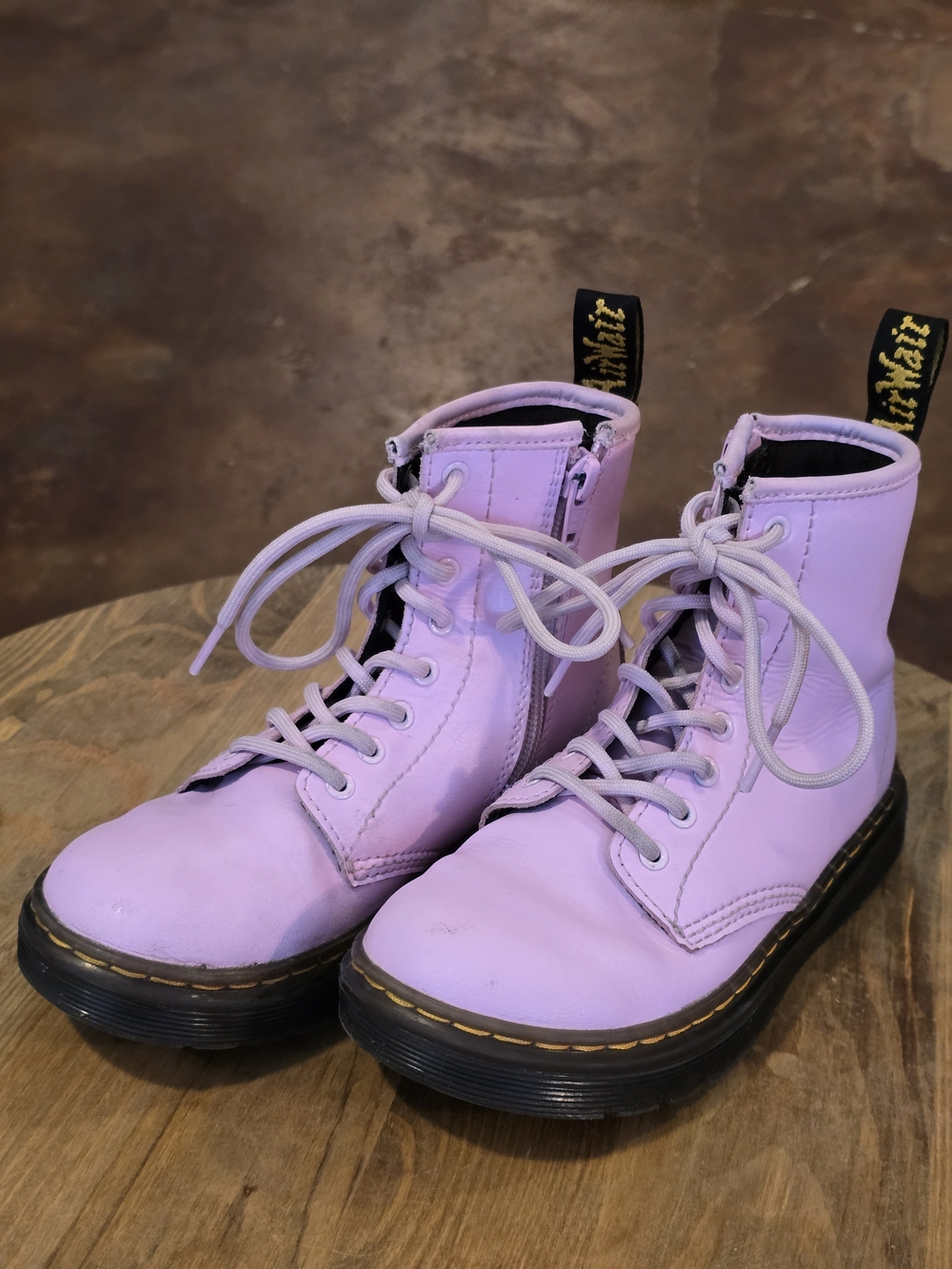 Dr. Martens Zavala J 1460 Softy T Pink Leather Boots Kids Size 1 Side Zip